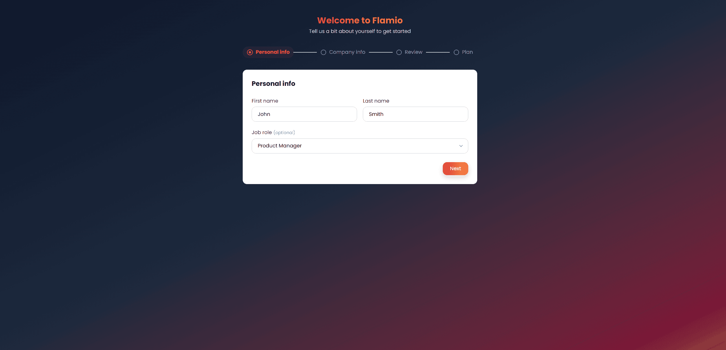 Create your login details